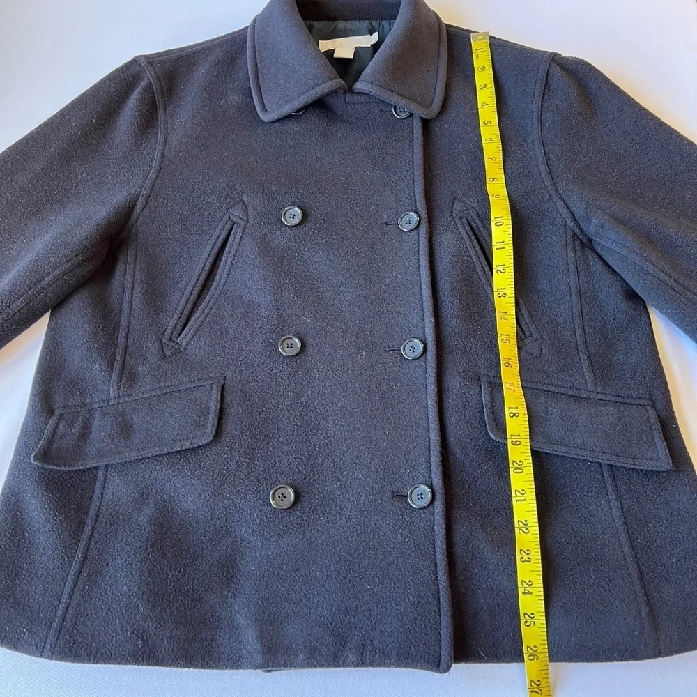 *FIRM PRICE* J. Crew Wool Cashmere Blend Cropped Pea Coat Navy sz L - Picture 5 of 13